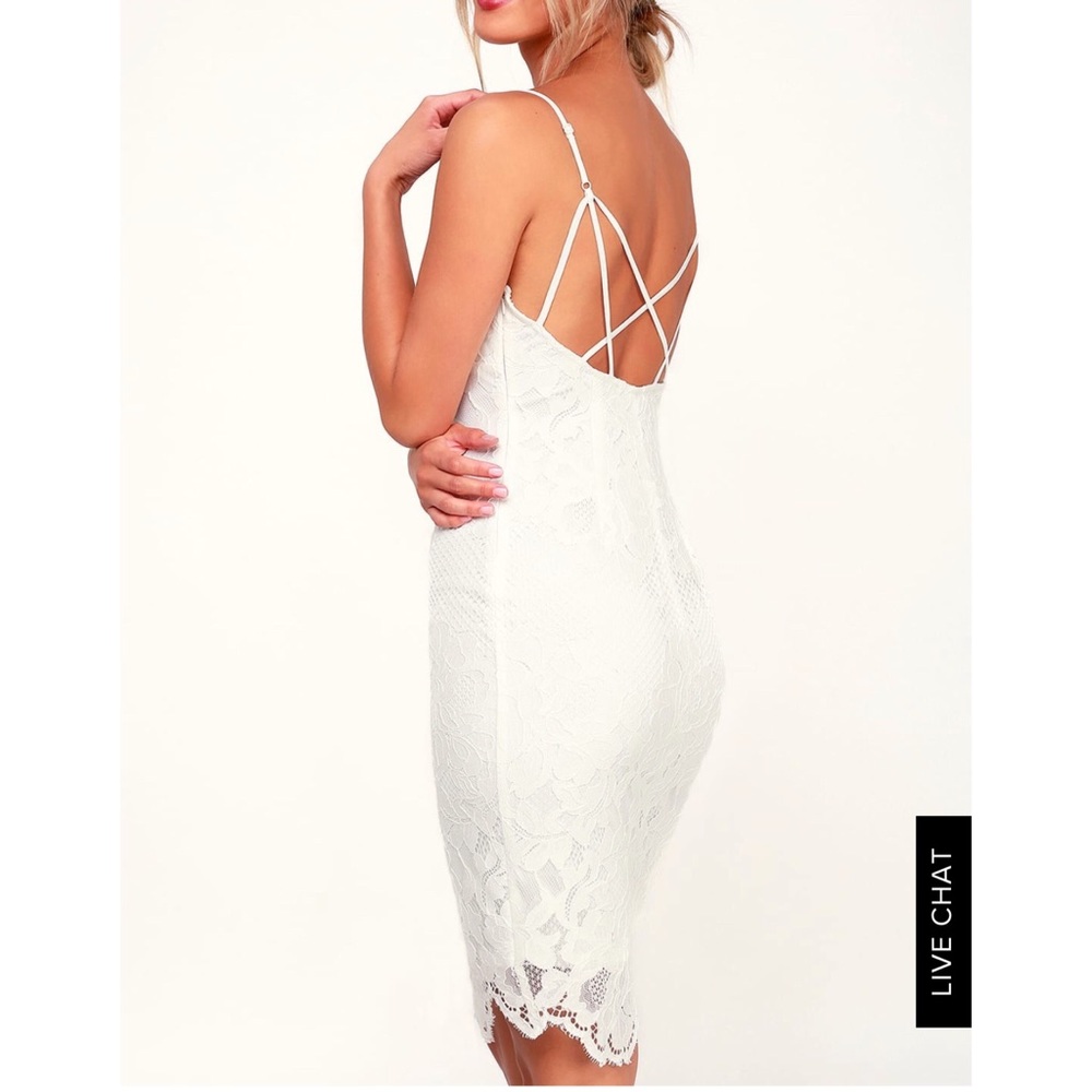 White lace strappy bodycon dress